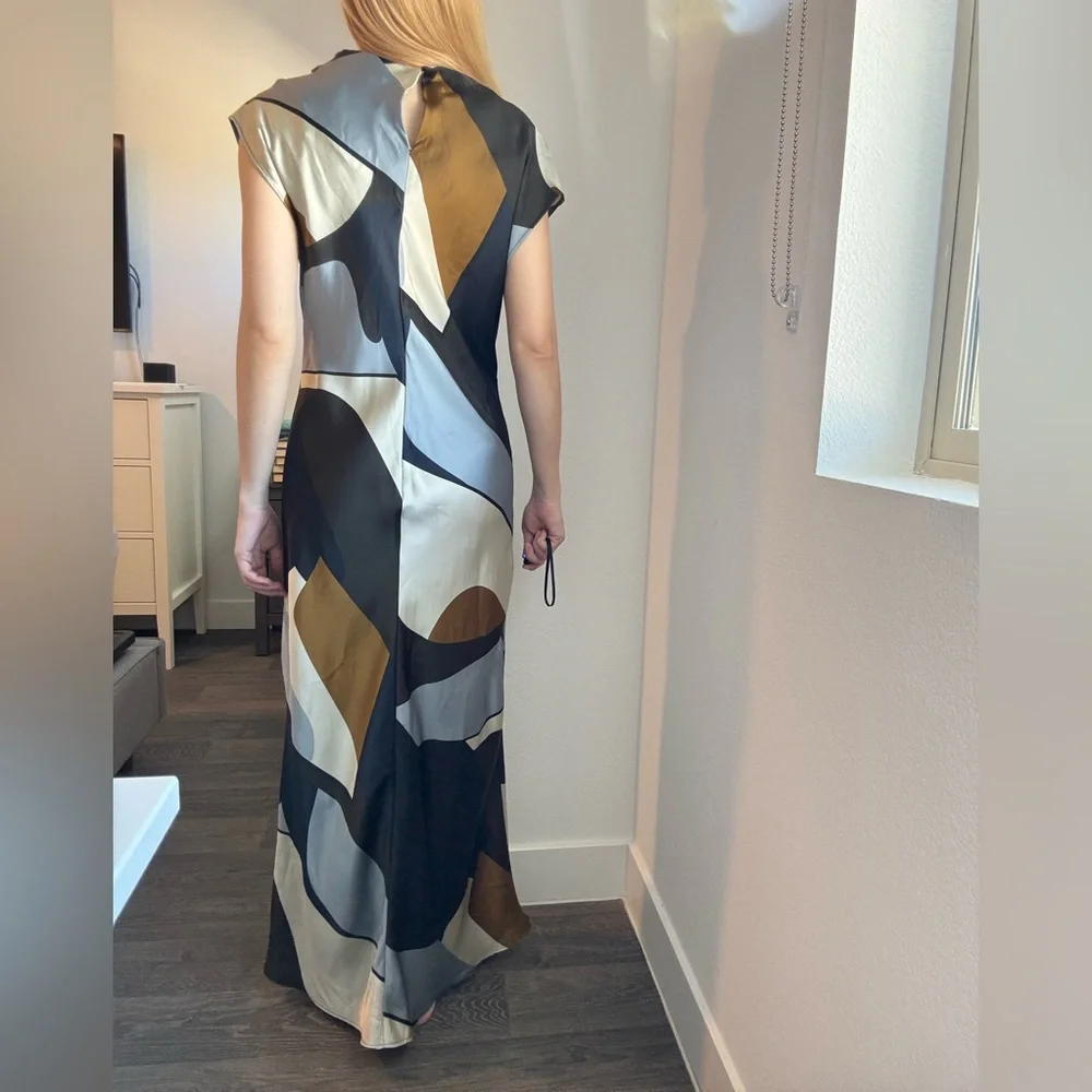 Zara Black and Gold Geometric Maxi Dress - Picture 2 of 2